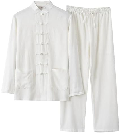 Bauzuoyo Kung Fu Damen Herren Anzug - Traditionelle Chinesische Kampfkunst Tai Chi Qigong Wing Chun Shaolin Wushu Lange Ärmel Training Freizeit Kleidung Uniform Jacke Hose Leinenanzug