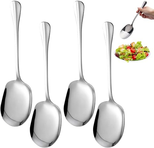 4 Stück Servierlöffel aus Edelstahl, 25 cm, Servierlöffel, Suppenlöffel, Servierlöffel, Buffet, Servierlöffel für Bankett, Buffet, Restaurant, Hotels, Partys