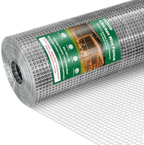 Ezkamfort Wühlmausgitter-90cm Höhe x 10m Länge Rolle, Verzinkt Drahtgitter, Maschenweite 6.3x6.3mm, Metallgitter Als Volierendraht, Kaninchendraht, Drahtgitter Feinmaschig für Hochbeet Im Garten