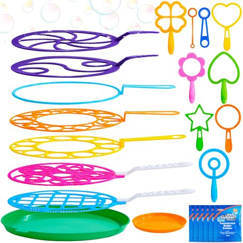 JOYIN 18 Stücke Seifenblasen Stab groß Outdoor Spiele für Kinder, 6 Stück Seifenblasenlösung für Kinder Sommer im Freien Aktivität Party Favors, geeignet für alle Altersgruppen Menschen