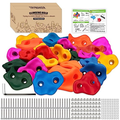 Trymaker Klettergriffe Kinder Outdoor, Kinder Klettersteine für Kletterwand, 30 Stück Kletterwandgriffe Set (Große Größe)