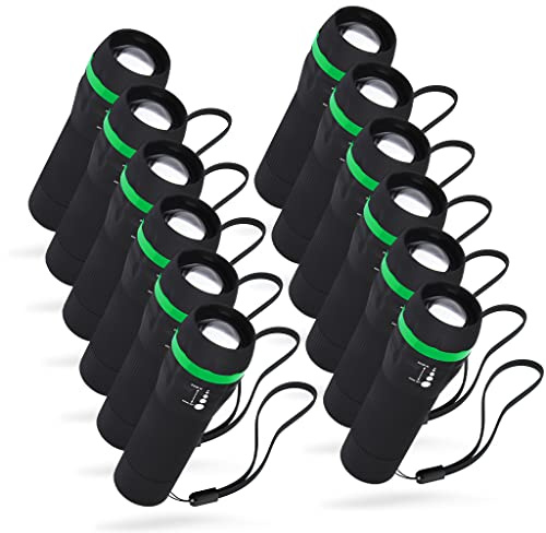 greate 12x Mini Taschenlampe Kinder batteriebetrieben - LED Taschenlampe klein für Senioren mit 110m Leuchtweite, 60 Lumen & stufenlos fokussierbar - Kindertaschenlampe Mädchen, Jungs & Kleinkind