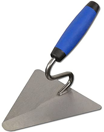 DEWEPRO Kleine Berliner Maurerkelle 160x140mm Dreieckskelle S-Hals Stahlblatt Putzkelle Schwanenhals ergonomischer 2-Komponenten-Griff Profi Handwerkswerkzeug