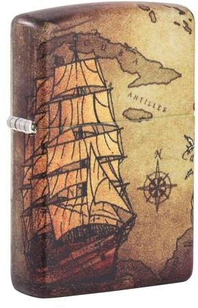 Zippo Sturmfeuerzeug - Pirate Ship, 540°, Color Image - Nachfüllbar - Wiederverwendbar - Windfestes Design - Geschenkbox - Made in USA