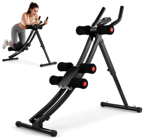 LIFERUN Bauchtrainer für zuhause, Klappbarer Bauchmuskeltrainer | mit AB Trainer, LCD-Monitor, 4 Trainingswinkeln, Trainingsgerät bis 120kg für Bauch, Core, Arm, Bein und Rücken