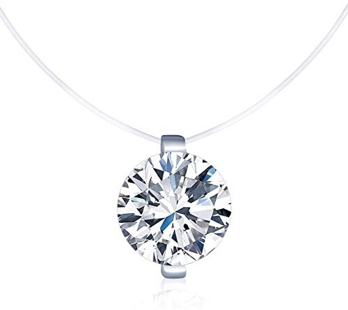 Unendlich U Kreativ Solitär Kette 925 Sterling Silber Zirkonia Damen Halskette Anhänger Transparente Angelleine Nylonkette, Silber
