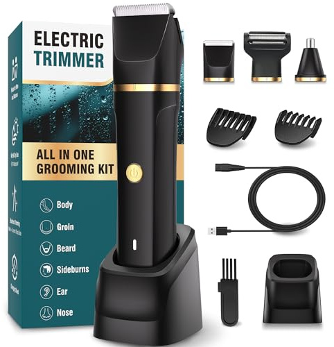 Intimrasierer Mann, 3-in-1 Nasenhaartrimmer und Rasierer Herren Elektrisch mit Stehender Ladestation,Nass-und Trockengebrauch,rasierer herren intimbereich für Brust Beine Achselhöhle Leiste Nase,IPX7