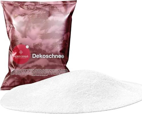 MERRYXMAS Kunstschnee - täuschend echt - flauschig & glitzernd Schnee für Dekoration an Weihnachten - Dekoschnee