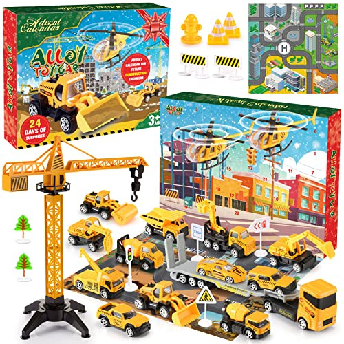 EUCOCO Adventskalender Auto Kinder 2026, Spielzeug ab 1 2 3 4 5 6 Jahre Junge Weihnachtskalender Kinder 2-6 Jahre Geschenk Junge 1-6 Jahre Baustelle Spielzeug ab 1-6 Kleine Geschenke für Jungen