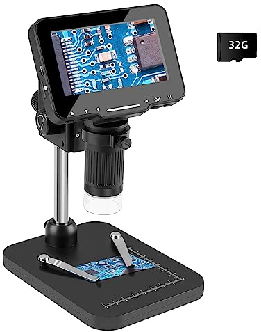 Koolertron LCD Digital USB Mikroskop,4.3 Zoll 10-1000X Magnification, Mikroskopkamera für Erwachsene/Kinder, für Lötmünzen Inspektion, mit 32G TF