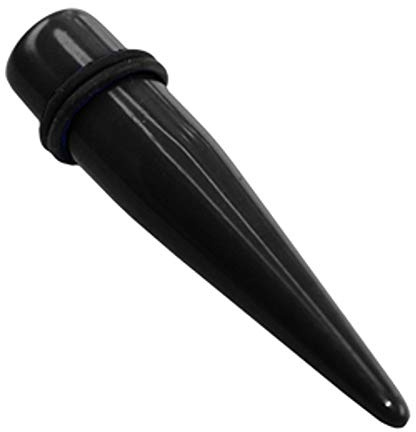 Treuheld® | 8mm Dehnstab | Schwarz | Acryl/Bio - Kunststoff | Dehner für Flesh Tunnel + Ohr Plugs | Dehnungsstab + 2 Gummiringe | Ear Expander
