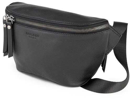 Berliner Bags Bauchtasche Noah Premium, Crossbody aus Leder - Schwarz | Echtleder Umhängetasche & Crossbody Tasche für Damen und Herren, Innentasche & Premium-Reißverschluss, Metallschnalle