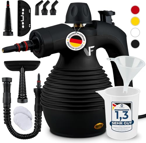 Neighbour's Friend® Dampfreiniger Neues Modell – Leistungsstarker Hand Steam Cleaner, 3,5 Bar Druck, 4m Kabel, 350ml Tank I Handdampfreiniger für Auto, Werkstatt, Haushalt & Fensterreinigung