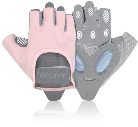 CYZBL Fitness Handschuhe Damen, Rutschfester Silikon Gym Gloves, Sporthandschuhe Damen mit Handflächenschutz, Trainingshandschuhe für Gewichtheben, Pink (L)