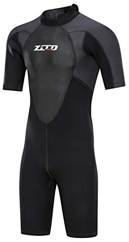ZCCO Neoprenanzüge Herren 3 mm Premium Neopren, Rückenreißverschluss, kurzärmeliger Taucheranzug für Spearfishing,Surfen,SchnorchelnKanufahren, Taucheranzüge (Schwarz, XXL)