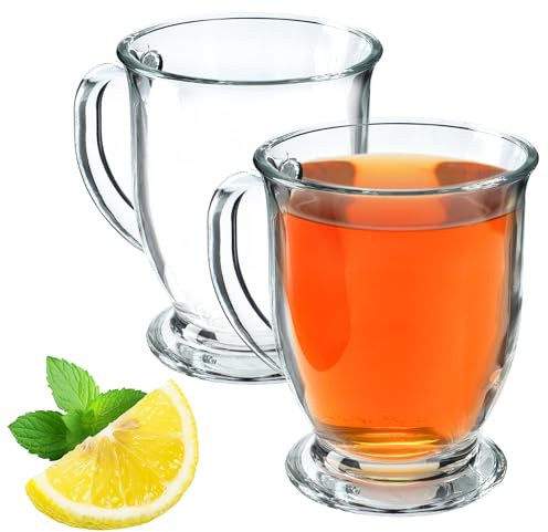 KADAX Kaffeegläser 460ml, 2er Set, Teegläser aus Glas, Glühweingläser, Trinkgläser für Tee, Kaffee, Irish Coffee, Kaffeetassen mit Henkel, Cappuccino Gläser, Dessertgläser