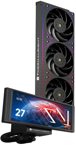 TR-Trofeo Vision 360 ARGB Schwarz CPU Aio Kühler, CPU Wasserkühlungssystem, 6,86 Zoll langer IPS-Bildschirm mit 1280x480 Auflösung, für AM4 / AM5, LGA1851 / 1700,