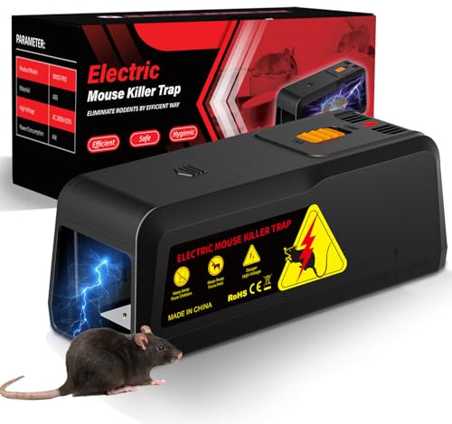 Rattenfalle Elektrisch,Jkevow Elektrische Mausefalle 2800V Hochspannungs,Upgrade Vergrößerung der Öffnung Mausfallen für Drinnen,Küche-Wirksam für Große und Kleine Mäuse