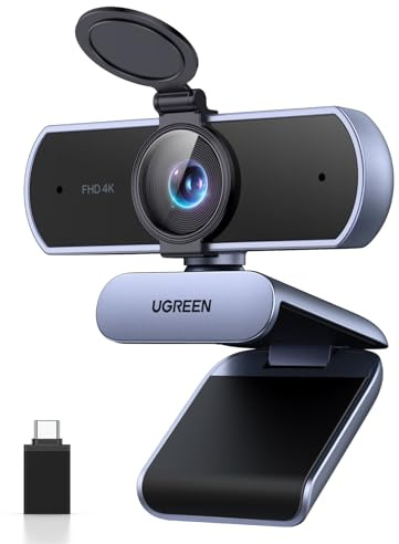 UGREEN FineCam Lite 4K, UHD Webcam 4K, Webcam mit Mikrofon und Objektivabdeckung, PC Kamera Autofokus, 70°FOV, USB-A/C Anschluss, für PC/Laptop/Windows/Mac/Linux/Skype/FaceTime