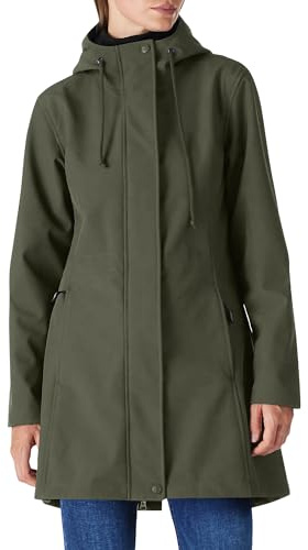 Damen Regenjacke Lange Softshelljacke mit Kapuze Frauen Übergangsjacke Regenmantel Gefütterte Funktionsjacke Wasserdichte Windbreaker Wanderjacke Atmungsaktive Jacke Outdoorjacke