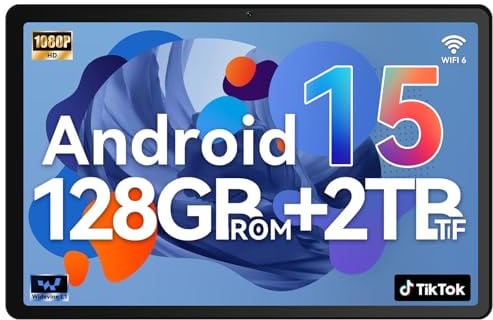 Whitedeer Tablet, Android 15 Tablet 10 Zoll mit 30GB RAM+128GB ROM, Octa Core, Widevine L1, Wi-Fi 6G/BT 5.3, 6200mAh, Computermodus unterstützt - Schwarz