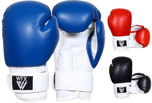 Kinder-Boxhandschuhe für Kampfsport, Sparring, Junior-Handschuhe, strapazierfähiges Leder, MMA-Training, Boxsack, Muay Thai, Kickboxen, Jungen und Mädchen (Blau, 4 OZ)