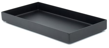 Edelstahl Dekotablett schwarz | Ablageschale für Küche und Bad, rechteckig | Deko Tablett schwarz matt | Bad Organizer, auch als Schmuckschale geeignet | Badezimmer Deko