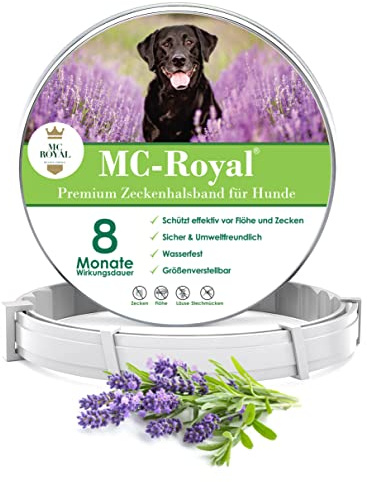 MC-Royal® Premium Zeckenhalsband für Hunde - Effektiver Schutz vor Ungeziefern - wasserdicht und verstellbar - bis zu 8 Monate Zeckenschutz mit 100% natürlichen Inhaltsstoffen