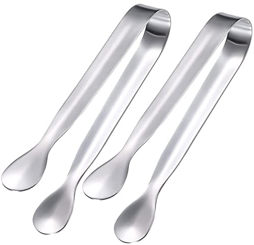 2 Stück Zuckerzange,Zangen Candybar,Candybar Zangen,Eiszange,Eiswürfelzange,für Zuckerwürfel,Eiswürfel,Dessert,Büfett,Picknick,aus Edelstahl,Silber (11cm)