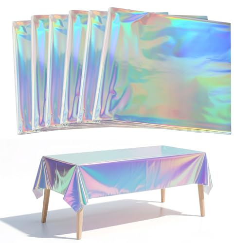 6 Stück Bunt Glitzer Party Tischdecke Bunt Tischdecke Geburtstag Wasserdicht Tischdecken Biertisch Tischabdeckung für Outdoor, Picknick, Festival, Hochzeit, Party, Tischdekorationen （137 x 274 cm）