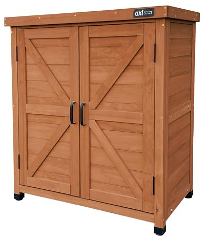AXI Felix Gartenschrank aus Holz in Kaffeebraun | Geräteschrank/Geräteschuppen für den Garten mit Ablage | 80 x 45 x 93 cm