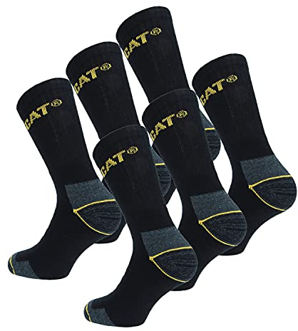 CAT Caterpillar 6 Paar Real Work Arbeitssocken Business Socken Herren Damen - Wadenmitte - Verstärkte Spitze Ferse - Baumwolle