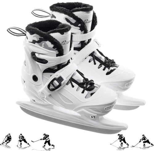 XIUWOUG Schlittschuhe Verstellbar für Kinder Herren und Damen, Ice Skates Größen 30 bis 45, Schicke Eislaufschuhe mit Schnellverschluss für Sicheren Halt, Einfach an- und auszuziehen