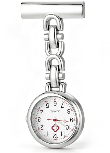 ​​iplusmile Medizinische Taschenuhr mit Clip: Hängende Quarzuhr in Weiß, 7x3x1cm aus Zinklegierung - Für Pflegepersonal, Ärzte und Männer​​