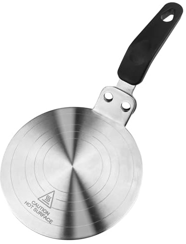 WinGluge Induktion Adapterplatte 13cm, Induktionsadapterplatte Adapter, Induktionsadapter Edelstahl, Induktionsplatte Induktions mit Griff für Verwendung von Kaffeekannen auf Induktionskochfelder
