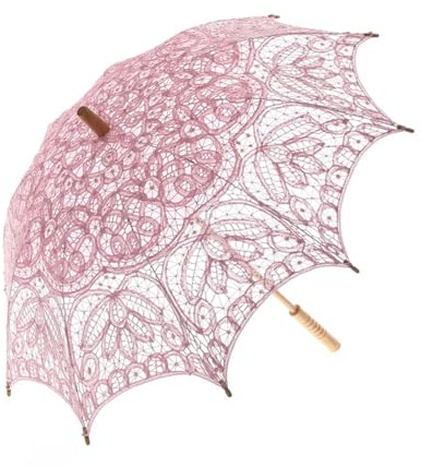 CEHJZQRPL Spitze Regenschirm Handgemachter rosa Spitzenschirm Vintage Brautschirm Sonnenschirm Hochzeitsdekoration Foto Dame Kostüm(Pink)