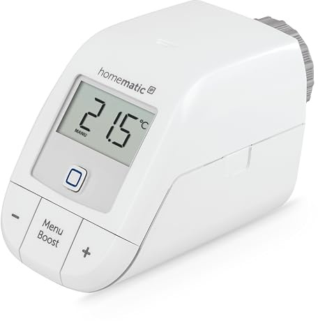 Homematic IP Heizkörperthermostat – Basic, Smart Home, digitaler Thermostat Heizung, Steuerung per App, Alexa, Google Home, einfache Installation, Energie sparen, 153412A3