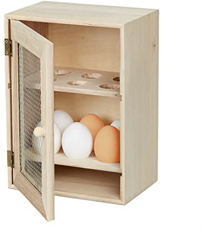 Relaxdays Eierschrank Holz & Metall, natur, 1 Stück