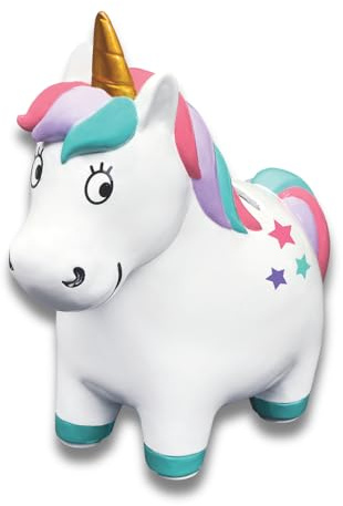 Moses. Einhorn Spardose, Kinder-Sparbüchse in Einhornform, mit goldenem Horn und Stern-Details, Sparschwein, rutschfest, aus Polyresin