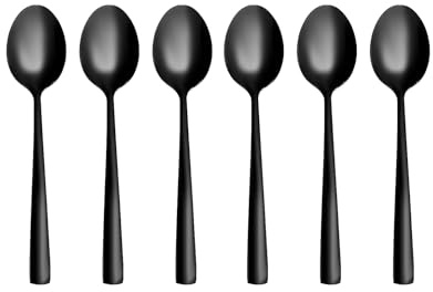 OTTO KONING Kaffeelöffel Set 6-teilig Schwarz Edelstahl 15,3 cm | Titanbeschichtung Schwarz, Hochglanzpolitur, 15,3 cm, spülmaschinenfest, für Kaffee, Espresso und Dessert