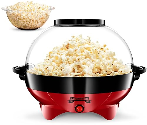 Gadgy Popcorn Maschine groß - Retro Popcorn Maker 5 L - Popcorn Maker mit Antihaftbeschichtung und abnehmbarer Heizfläche - Popkorn Maschine rot - Popcornmaschine 800W - Popcorn machine