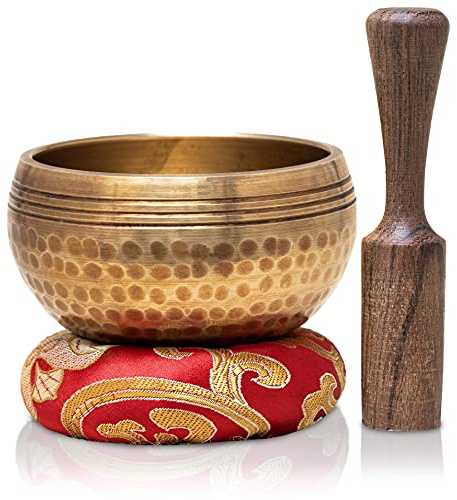 Tibetische Klangschalen-Set 7,6 cm ~ Meditationsklangschale handgehämmert in Nepal für Yoga, Meditation, Achtsamkeit, Heilung & Chakra-Balancing