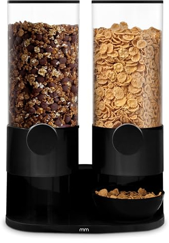 mikamax – Müsli- und Cerealienspender Doppel 3L, Design Spender für Müsli und Cornflakes, Einzigartiges Design, 2x 3L – Lebensmittelspender