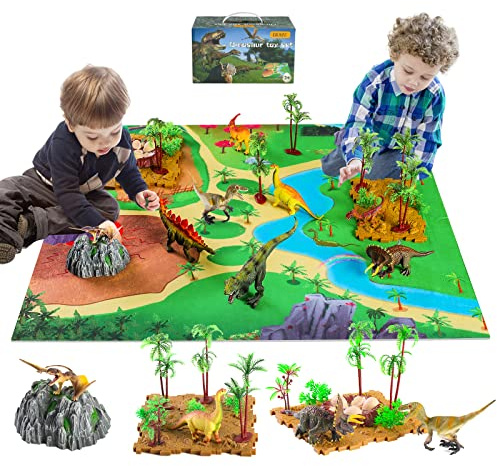GIUHAT Dinosaurier Spielzeug ab 3 4 Jahre, Dino Figuren Kinderspielzeug, Geschenke für Junge und Mädchen, Weihnachten Geschenk, Tyrannosaurus Rex, Brachiosaurus, Pteranodon, Triceratops