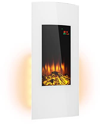 Klarstein Elektrokamin, Elektro Heizungen für Wohnzimmer & Innenräume, Elektrischer Kamin mit LED Flammen, Kamin zur Wandmontage, Heizlüfter mit Timer, Einstellbarer Thermostat, Heizung 2000 W