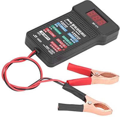 AUNMAS BT 171 Kfz-Lichtmaschinentester, Digitaler Autobatterieanalysator mit LED Umkehranzeige und Echtzeit Spannungsüberwachung für Lkw Marine Motorrad SUV Boot