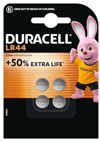 DURACELL LR44 Knopfzellen (4 Stück) LR44 Batterie 1,5 V (A76, V13GA, 76A)