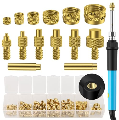 Gewindeeinsätze Lötspitzen Set, Preciva Lötspitzen Gewindeeinsatz Set, 6tlg. Lötspitzen für Gewindeeinsatz + 130tlg. Gewindeeinsätze M2/M3/M4/M5/M6/M8