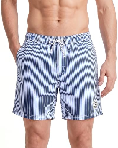 maamgic Badehose Herren Badeshorts Schnelltrocknend mit Mesh-Futter | Schnelltrocknend, Glatter leichter Stoff, Knitterarm, Modisches Design, Seitentaschen, Klett-Rücktasche, Kordelzug