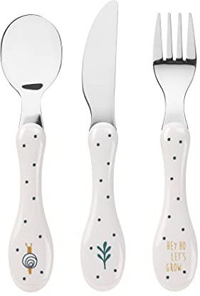 LÄSSIG Kinderbesteck Set 3-teilig Löffel Gabel Messer Edelstahl Kunststoffgriff/Cutlery Garden Explorer